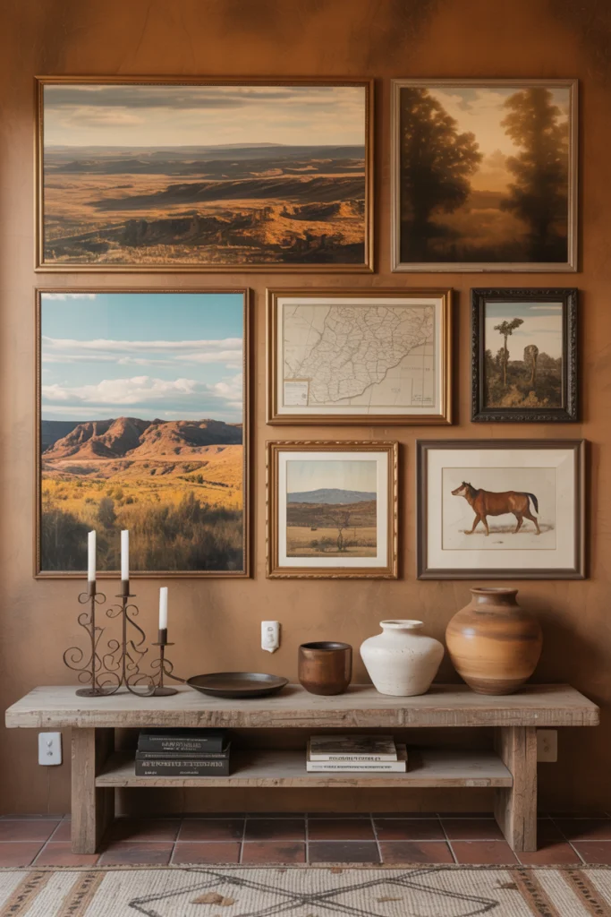 13. Vintage-Inspired Western Art or Landscape Prints