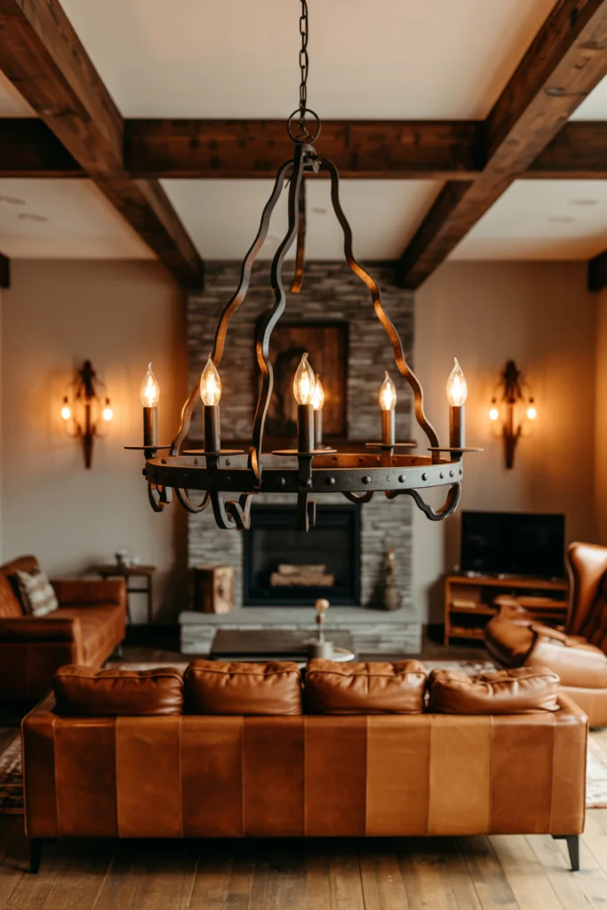 5. Wrought Iron Light Fixtures for Rustic Character