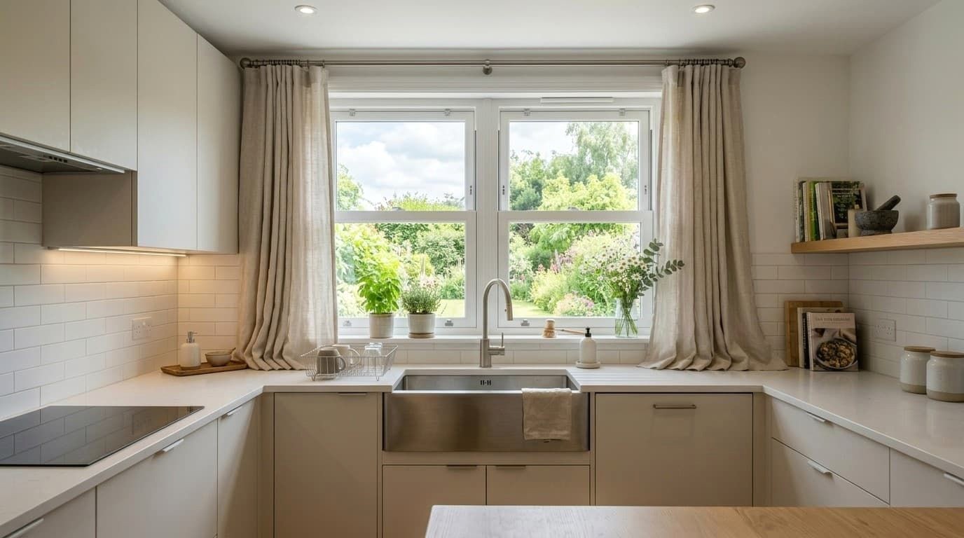 Classic White Double-Hung Window in Bright Modern Kitchen