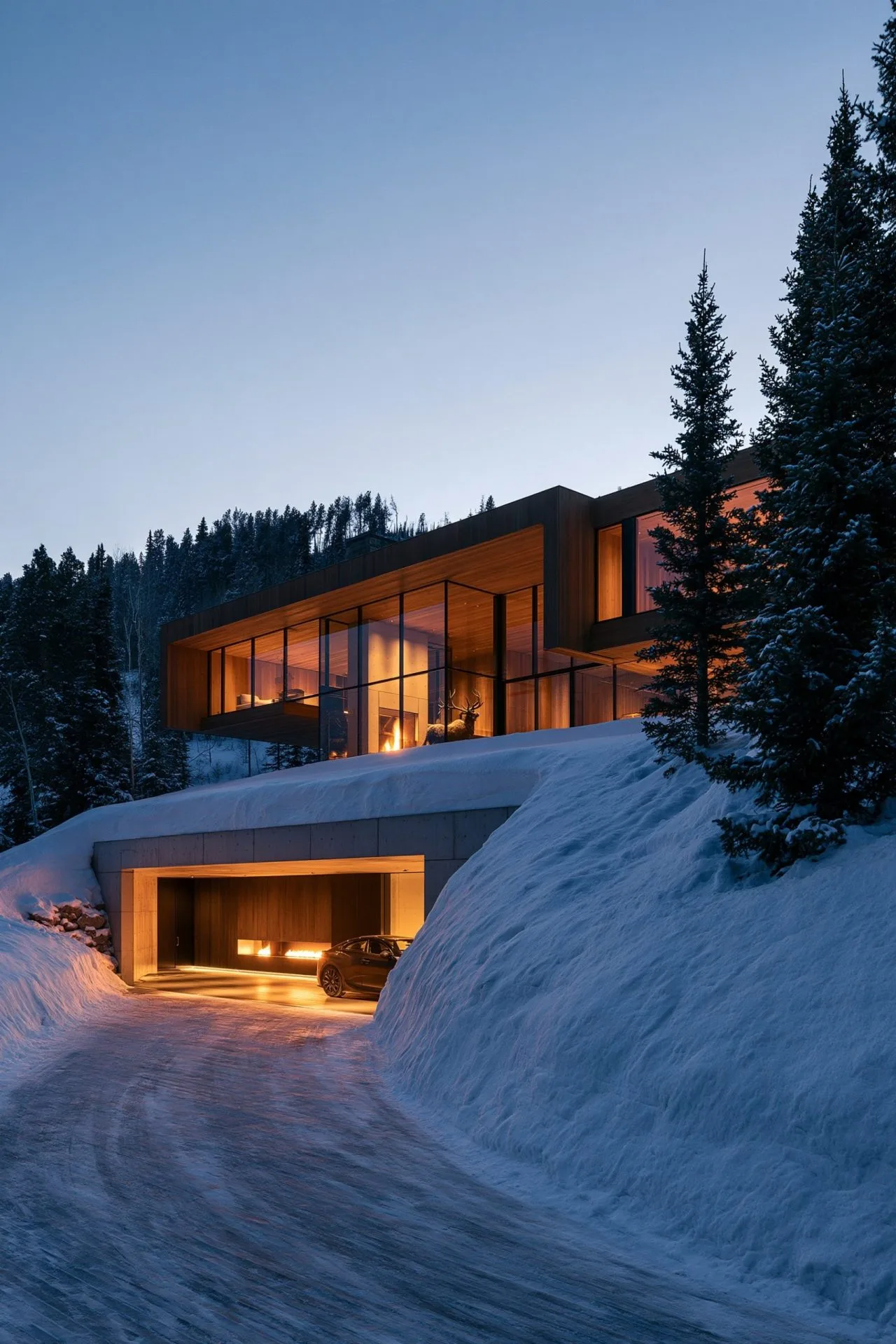 7. An Indoor-Outdoor Living Space with Retractable Glass Walls and Outdoor Heaters