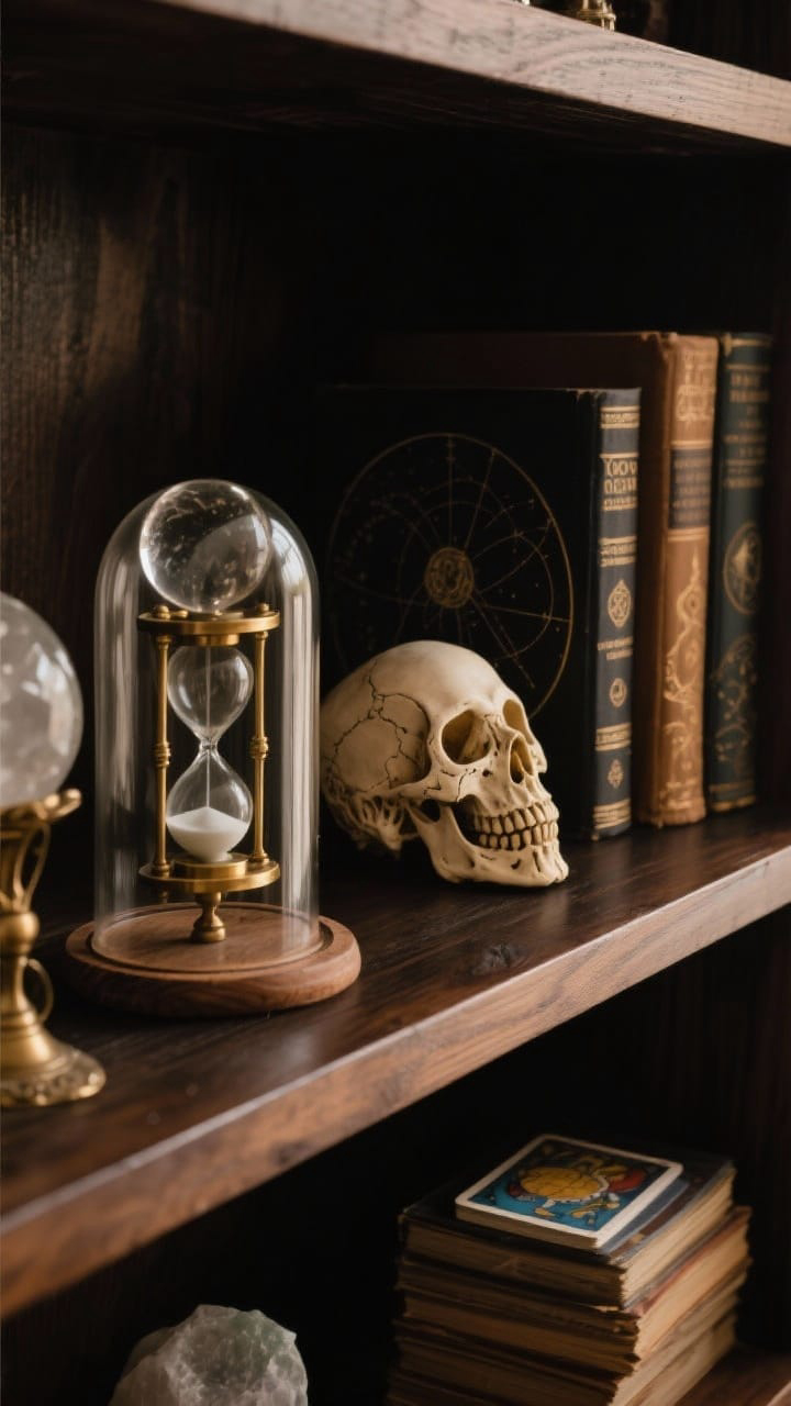Small Altar-Style Shelf with Mystical Objects