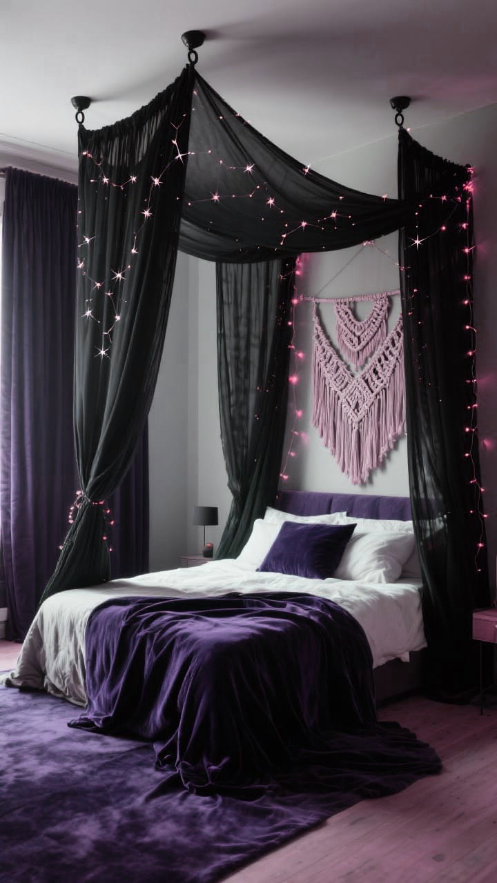 Burgundy Velvet Curtains in Bedroom