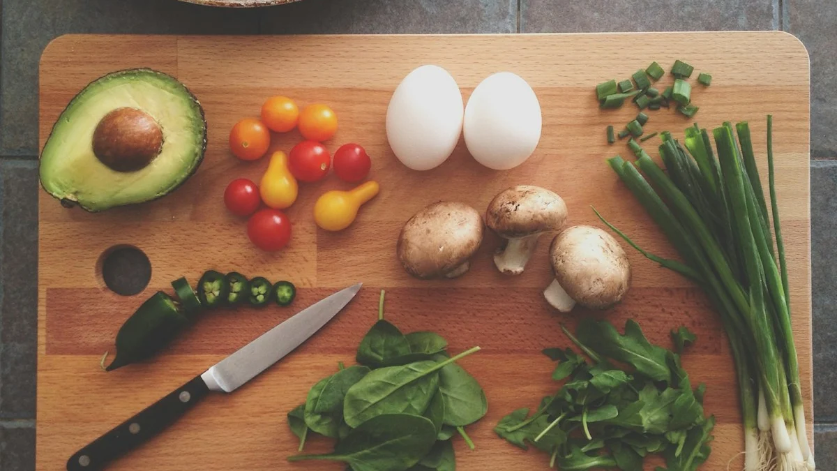 Separate cutting boards for raw meat and vegetables