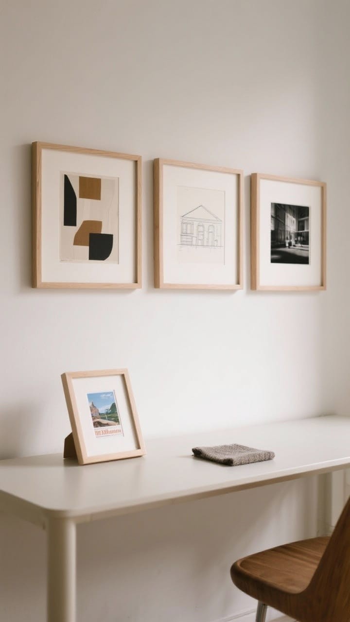Command Strip Photo Frames on Office Wall