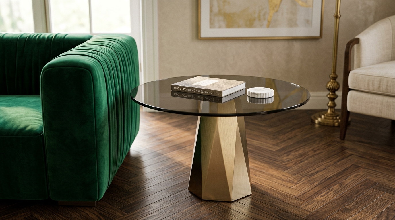A Smoked Glass or Gold-Accent Side Table