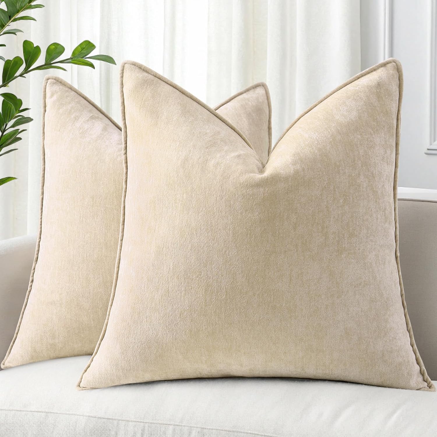 Cream or Beige Textured Throw Pillows