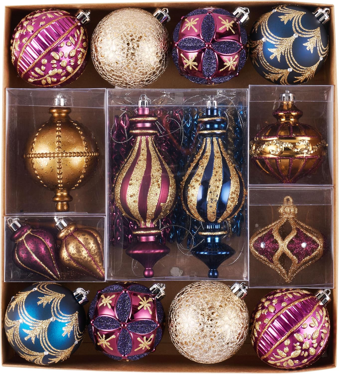 Pair Purple Christmas Decor With Antique Gold