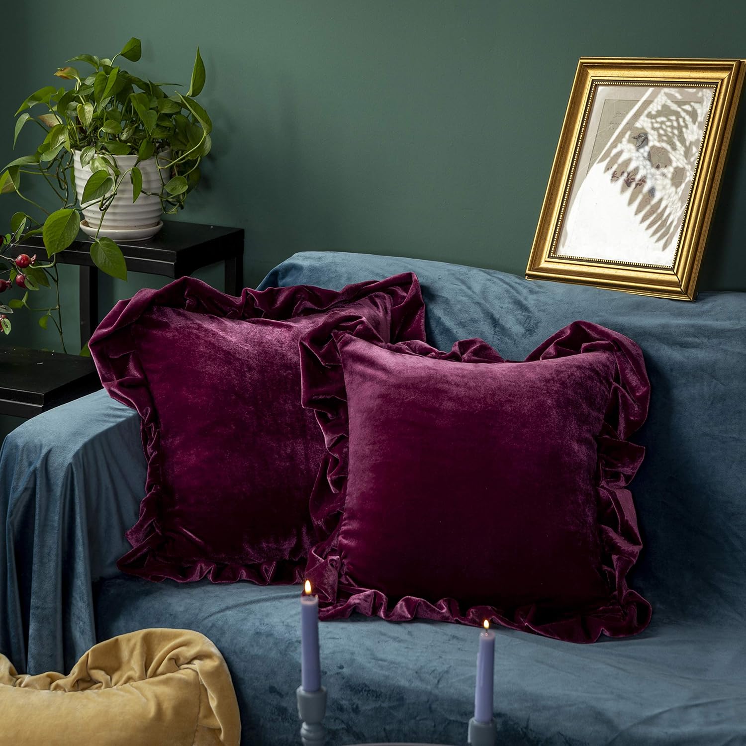 Style the Sofa With Plum and Purple Throw Pillows