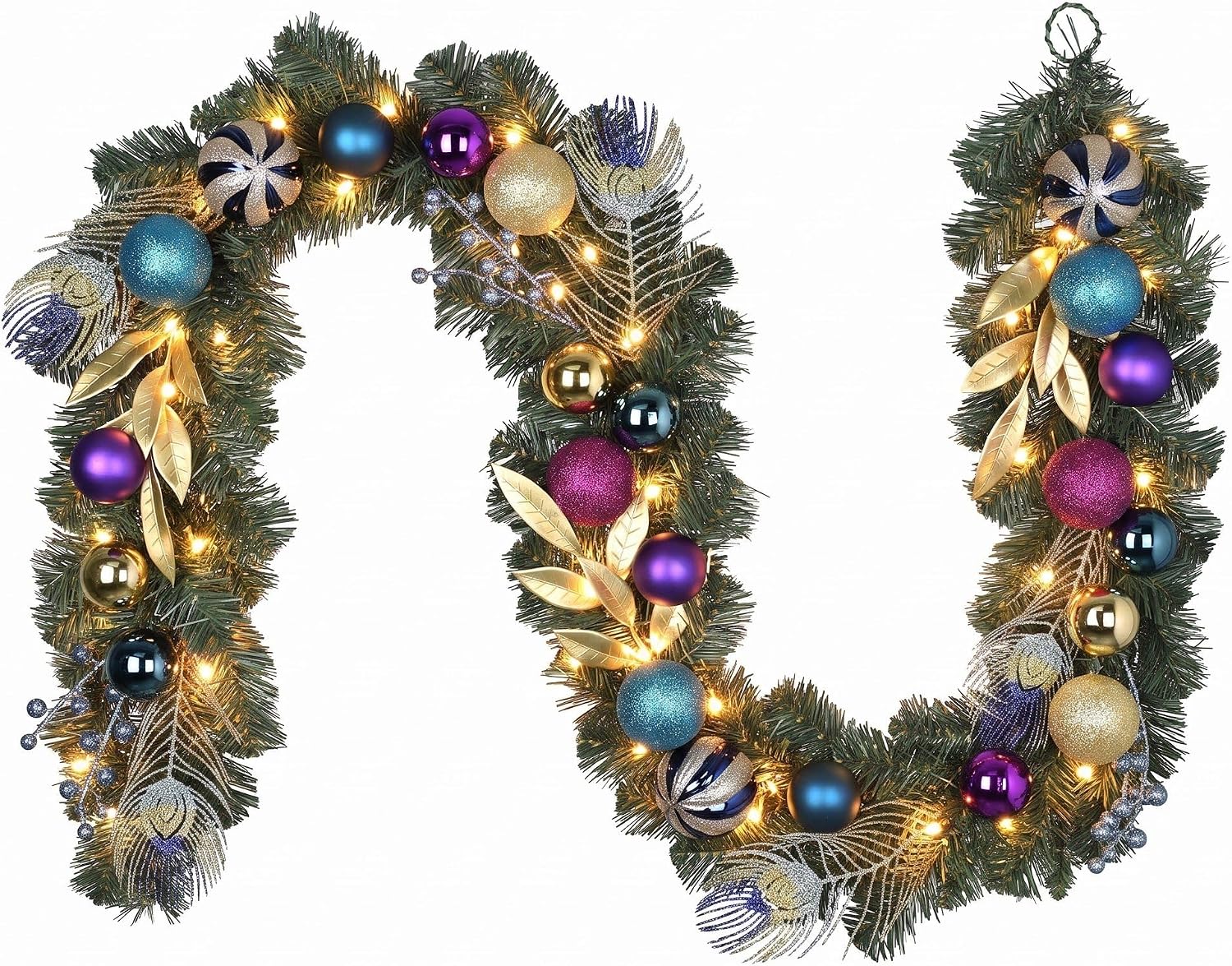 Dress the Mantel With Purple Christmas Garland