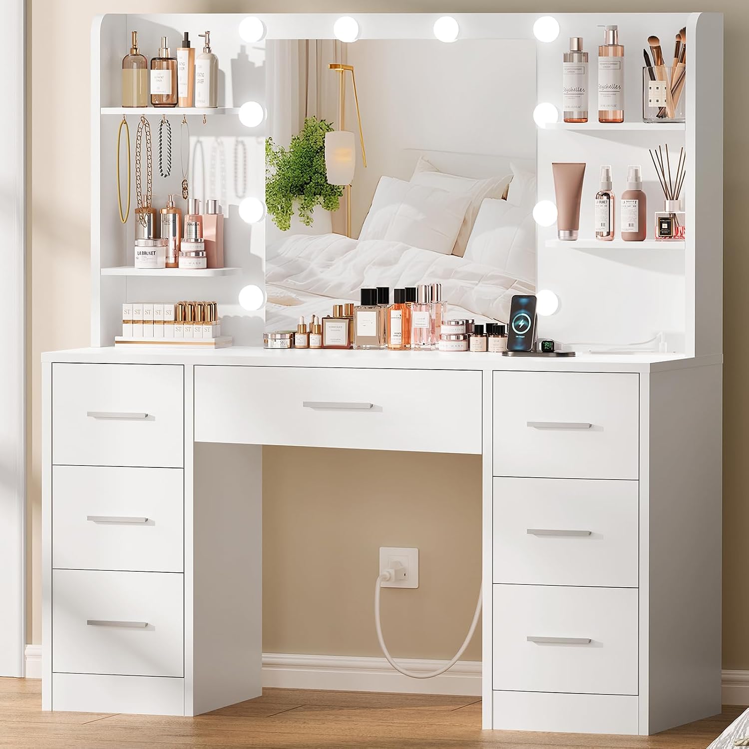 Quimoo Vanity Desk dimensions breakdown and assembly specifications