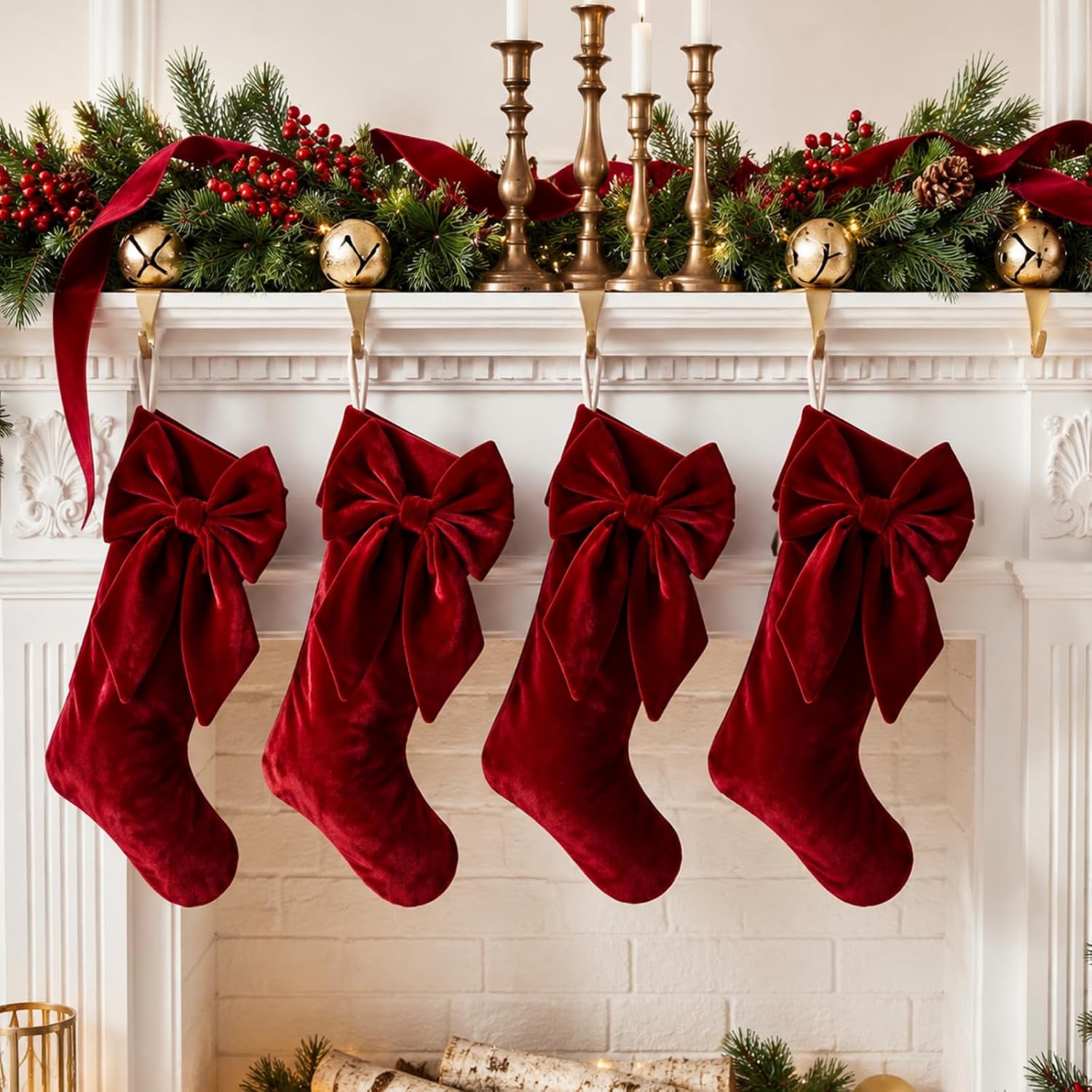 Burgundy Velvet Christmas Stockings